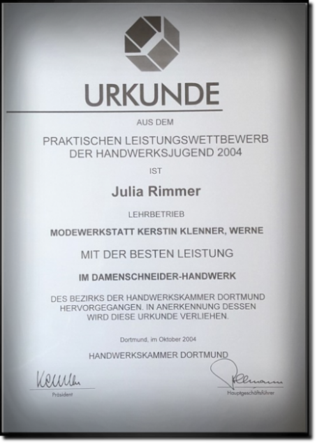 2006 Julia Rimmer Handwerksjugend Landessieger